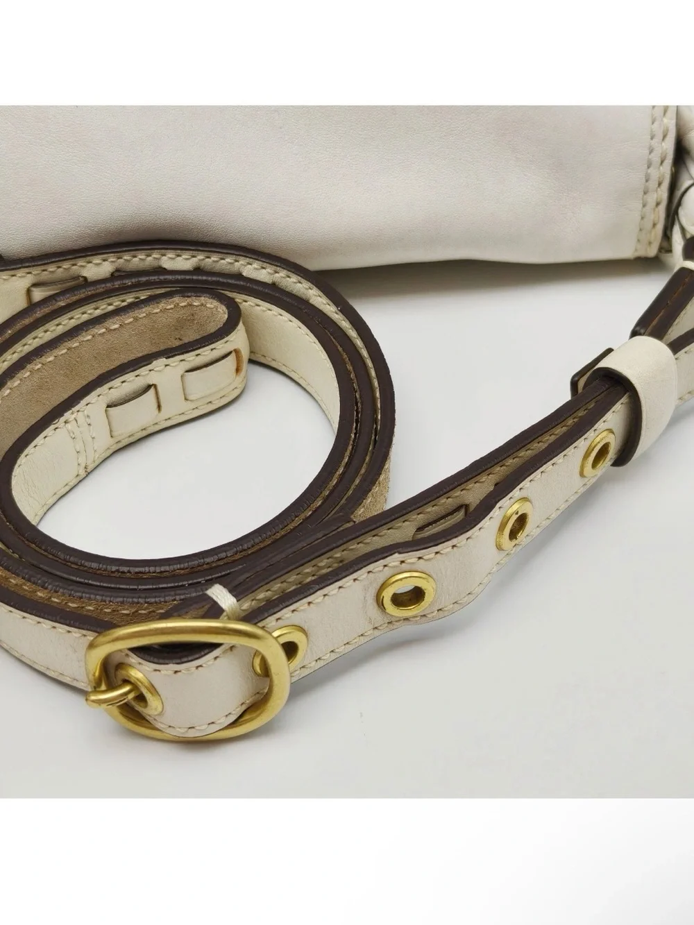 Coach Signature Mini Crossbody Bag Brown Canvas White Leather Flap Buckle Y2K
